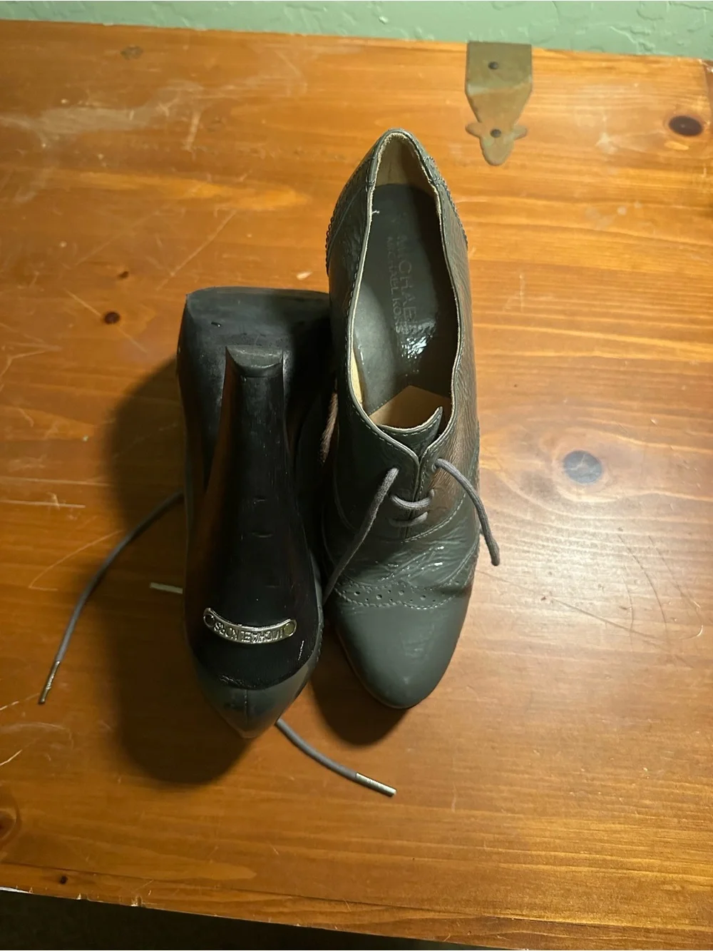 Michael Kors Gray Lace-Up High Heel Oxford
